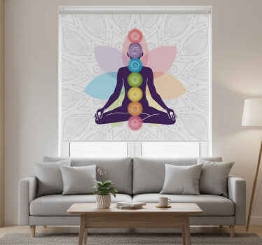 Rolgordijn woonkamer met symbolen van de zeven chakra's - TenStickers
