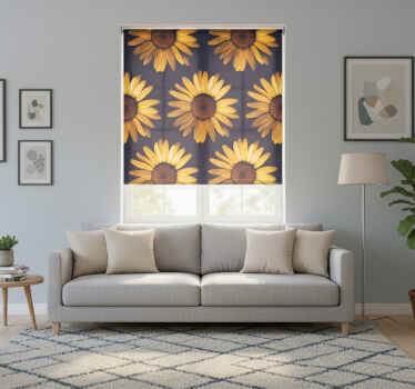Rolgordijn woonkamer gele zonnebloem - TenStickers