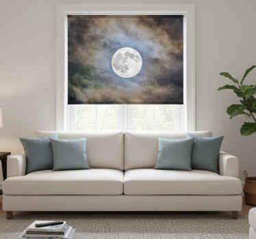 Rolgordijn woonkamer volle maan nacht - TenStickers