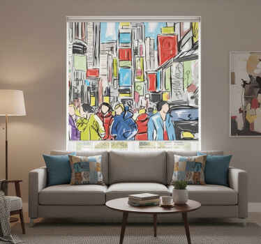 Rolgordijn woonkamer moderne new yorkse personen - TenStickers