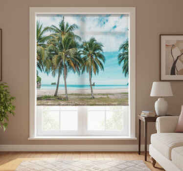 Estor enrollable salón palmeras playa arena - TenVinilo