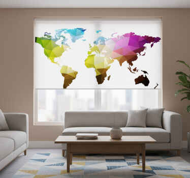 Rolgordijn woonkamer triangle wereldkaart - TenStickers