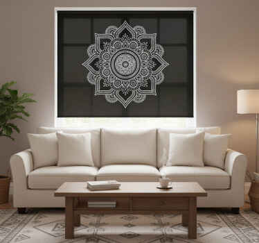 Rolgordijn woonkamer zwart-wit mandala - TenStickers