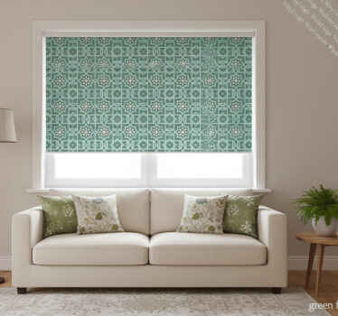 Store enrouleur vert carreaux floraux verts - TenStickers