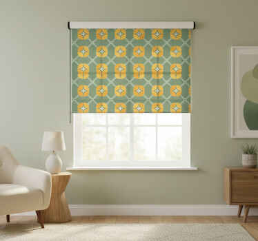 Estor enrollable verde con patrón floral vintage - TenVinilo