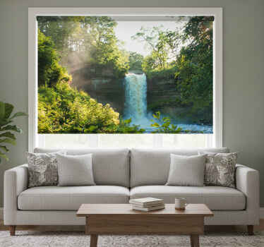 Rolgordijn woonkamer element water groen bos - TenStickers