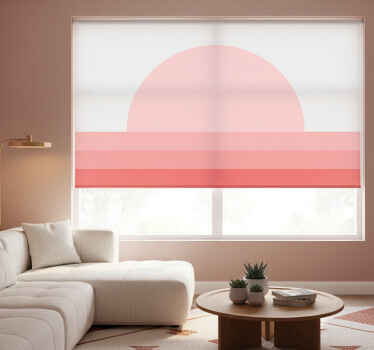 Rolgordijn woonkamer roze zonsondergang jaren 70 - TenStickers