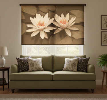 Rolgordijn woonkamer vintage lotus - TenStickers
