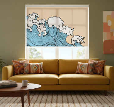 Rolgordijn woonkamer 70's esthetische popgolf - TenStickers