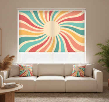 Rolgordijn woonkamer 70's zonsondergang pop - TenStickers