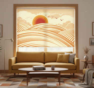 Rolgordijn woonkamer 70's landschap - TenStickers