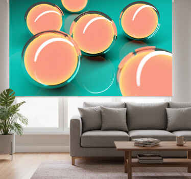 Rolgordijn woonkamer 3d zwevende kommen met uitzicht - TenStickers