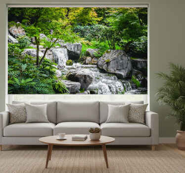 Rolgordijn woonkamer ontspannende waterval - TenStickers