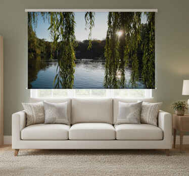 Rolgordijn woonkamer met poolse wilgenbomen - TenStickers