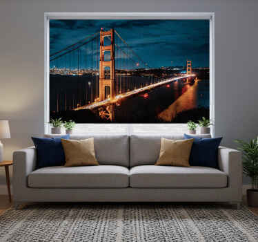 Rolgordijn woonkamer golden gate's avond - TenStickers