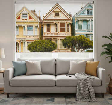 Rolgordijn woonkamer san francisco's vintage huizen - TenStickers
