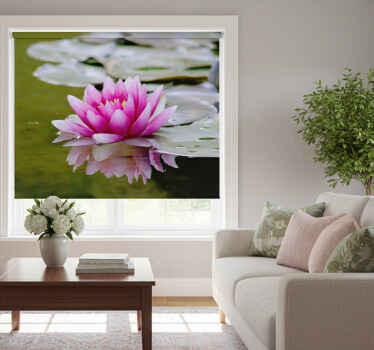 Rolgordijn woonkamer roze zen lotusbloem - TenStickers