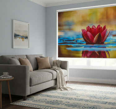 Rolgordijn woonkamer zen weerspiegelde lotusbloem - TenStickers