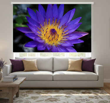 Rolgordijn woonkamer paarse loto bloem - TenStickers