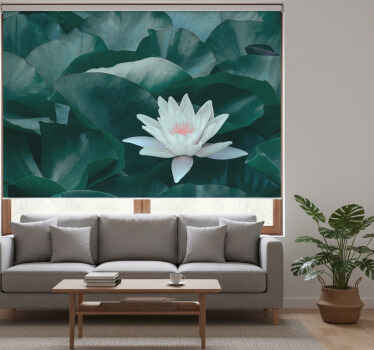 Rolgordijn woonkamer zen witte lotus bloem - TenStickers