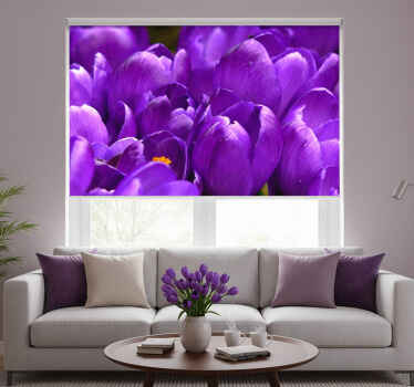 Rolgordijn woonkamer paarse rozen - TenStickers