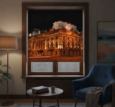 Rolgordijn woonkamer Łódź nacht tijd - TenStickers