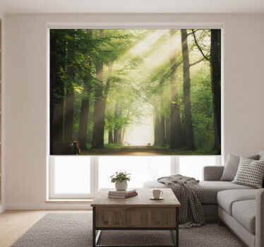 Rolgordijn woonkamer boom met zonnestraal - TenStickers