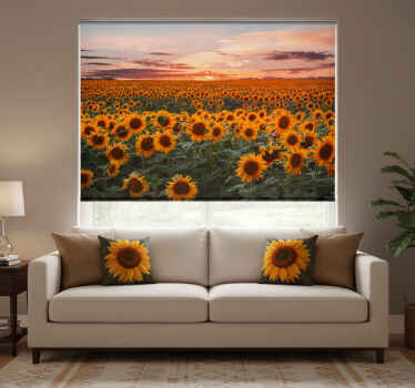 Rolgordijn woonkamer zonnebloem zonsondergang - TenStickers