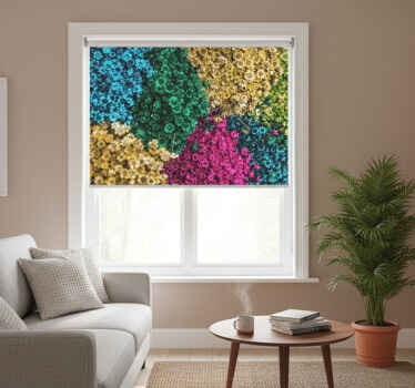 Rolgordijn woonkamer met regenboogmadeliefjes - TenStickers