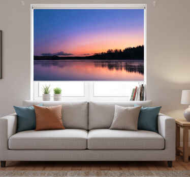 Rolgordijn woonkamer sunset mazury lake - TenStickers