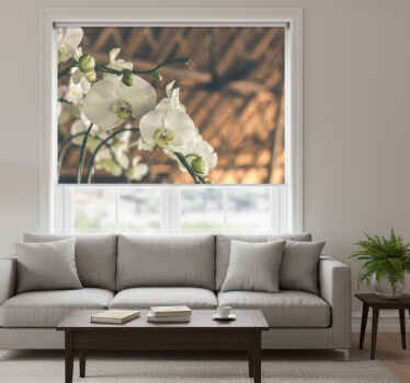 Rolgordijn woonkamer witte orchidee structuur - TenStickers