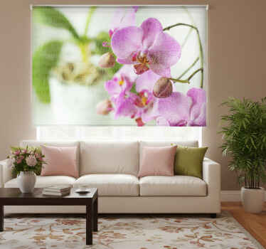 Rolgordijn woonkamer orchid met tekst - TenStickers