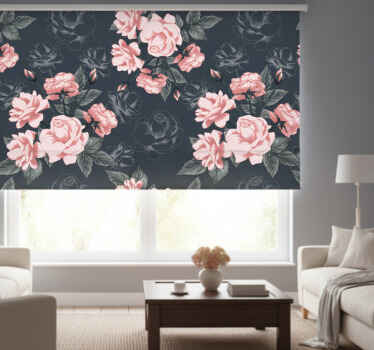 Rolgordijn woonkamer vintage witte en roze rozen - TenStickers