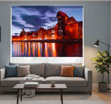 Rolgordijn woonkamer gdańsk haven - TenStickers