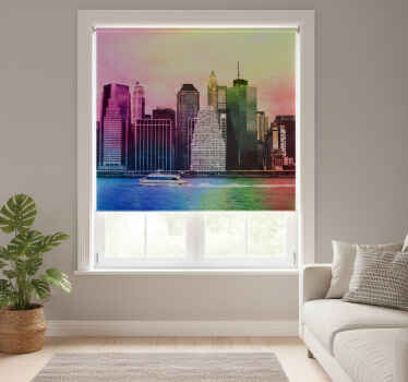 Rolgordijn woonkamer kleurrijke manhattan wolkenkrabbers - TenStickers