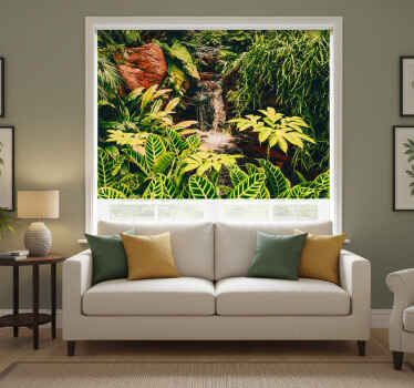 Rolgordijn woonkamer regenwoud en bladeren landschap - TenStickers