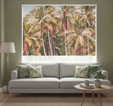 Rolgordijn woonkamer groene palm in de jungle - TenStickers