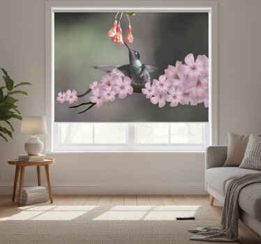 Rolgordijn woonkamer maroon vogel op boom - TenStickers