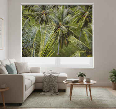 Rolgordijn woonkamer groen palmboombos landschap - TenStickers