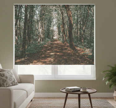 Rolgordijn woonkamer groene en bruine bosfoto - TenStickers
