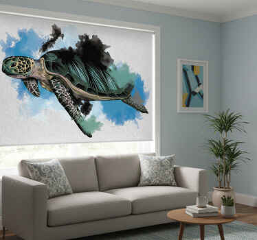 Estor enrollable salón tortuga acuarelada - TenVinilo