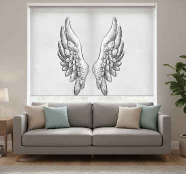 Estor enrollable salón alas dibujadas a mano - TenVinilo