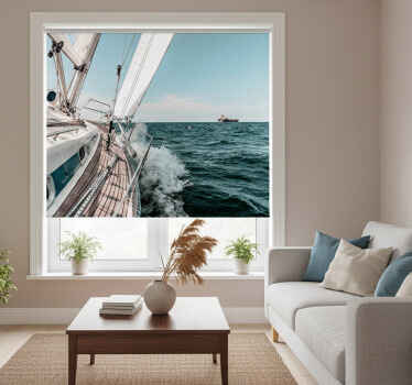 Estor enrollable salón efecto 3d yate marino - TenVinilo