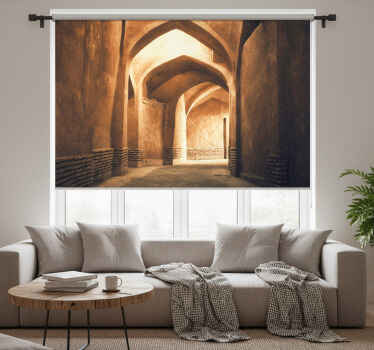 Estor enrollable salón vista 3d atardecer - TenVinilo