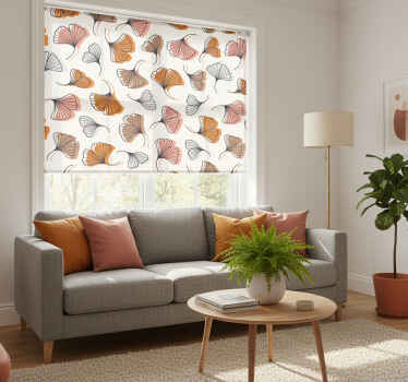 Estor enrollable salón hojas de ginkgo dibujadas - TenVinilo