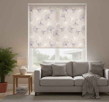 Estor enrollable salón hojas de ginkgo crema - TenVinilo