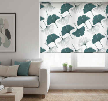 Estor enrollable salón patrón de hojas de ginkgo - TenVinilo