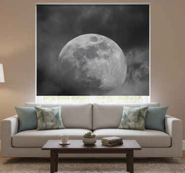 Estor enrollable salón diseño espacial planeta gris - TenVinilo