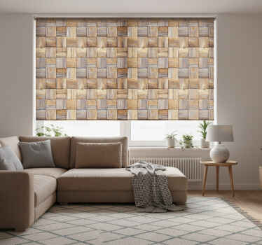 Estor enrollable salón mosaico imitación madera 80's - TenVinilo