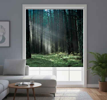 Rolgordijn woonkamer "nature" blauw nevelwoud - TenStickers